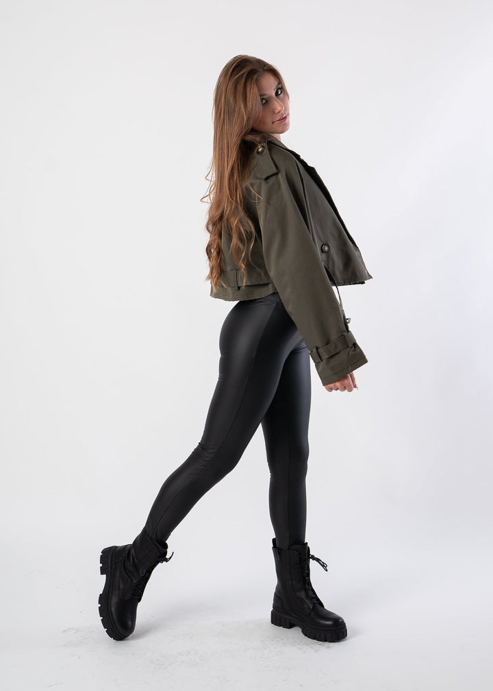 Leggings en simili cuir basique - Noir